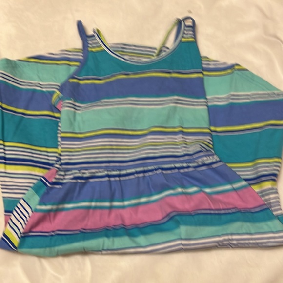 EUC 3 for 1 children’s place Girls 7/8 skater dresses white floral, coral, blue - Picture 11 of 14